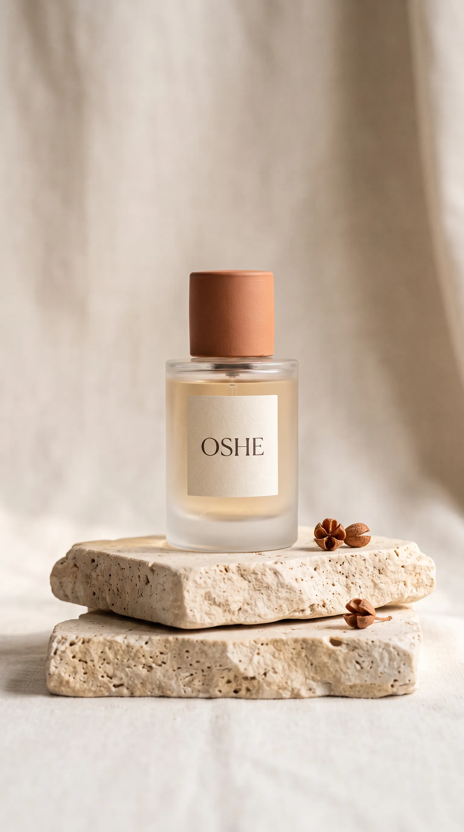 Oshe fragrance flacon, editorial still